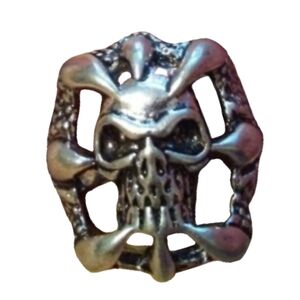 Big Silver Skull Scales Claws Ring Mens Unisex Biker Goth Heavy Metal Rock Sz 10